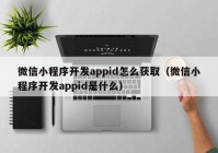 微信小程序开发appid怎么获取（微信小程序开发appid是什么）