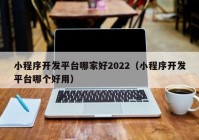 小程序开发平台哪家好2022（小程序开发平台哪个好用）