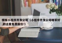 模板小程序开发公司（小程序开发公司哪家好,戳这里免费报价!）